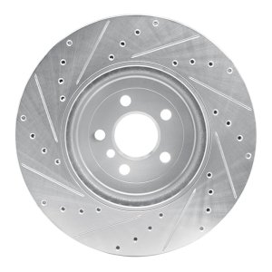 BMW 4 Series Brake Rotor (1) - Front Right - R1 Concepts - Drilled & Slotted - Silver - `17-`25